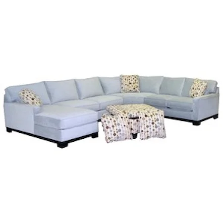 Contemporary 4-Piece Sectional Sofa with Pluma Plush Cushions